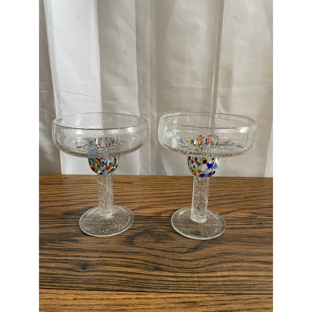 Set of 2 Beautiful Baha Confetti Marquerita Glasses